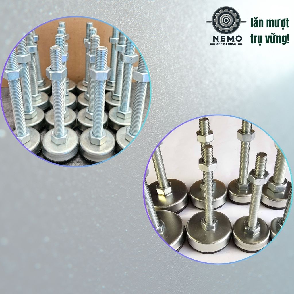 Chân Tăng Chỉnh Chống Rung – Đế Nylon, Cân Bằng Máy Móc (M10, M12)